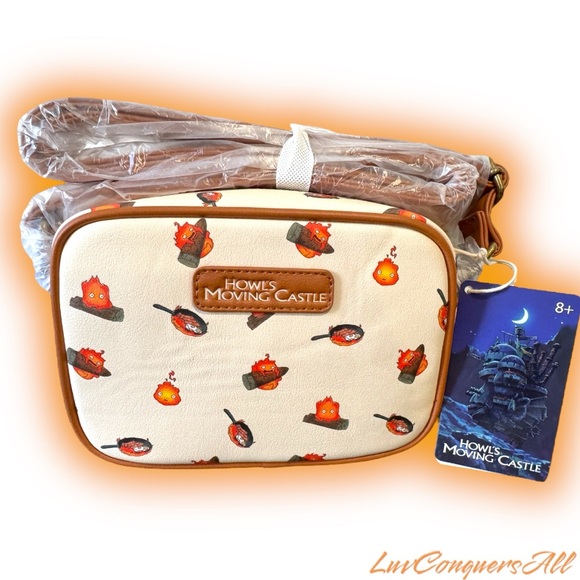 Loungefly Studio Ghibli Howl's Moving Castle Calcifer Print Crossbody Bag - Picture 1 of 8